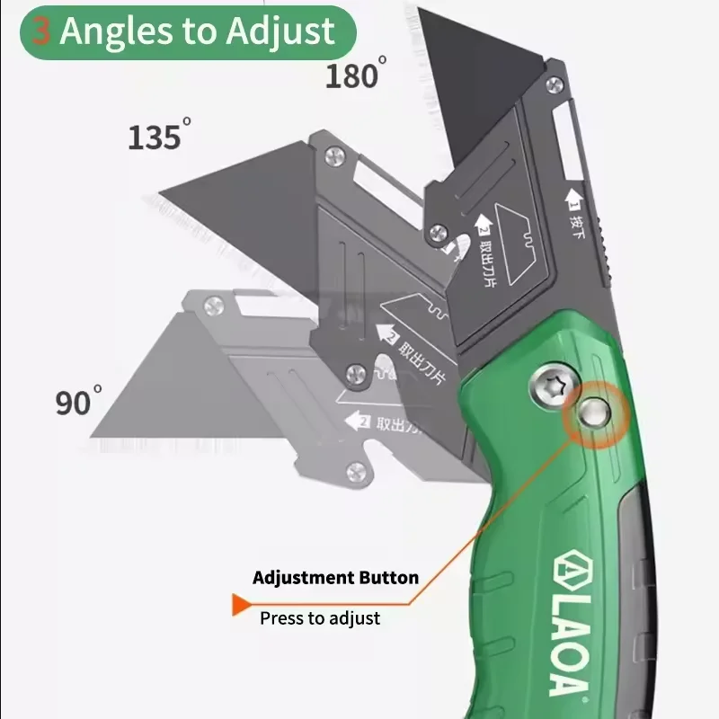 LAOA Heavy Duty Folding Cutting Knife Aluminum Alloy Adjustable Art Knife Wallpaper Knife Leather PCB Acrylic Board - view 2