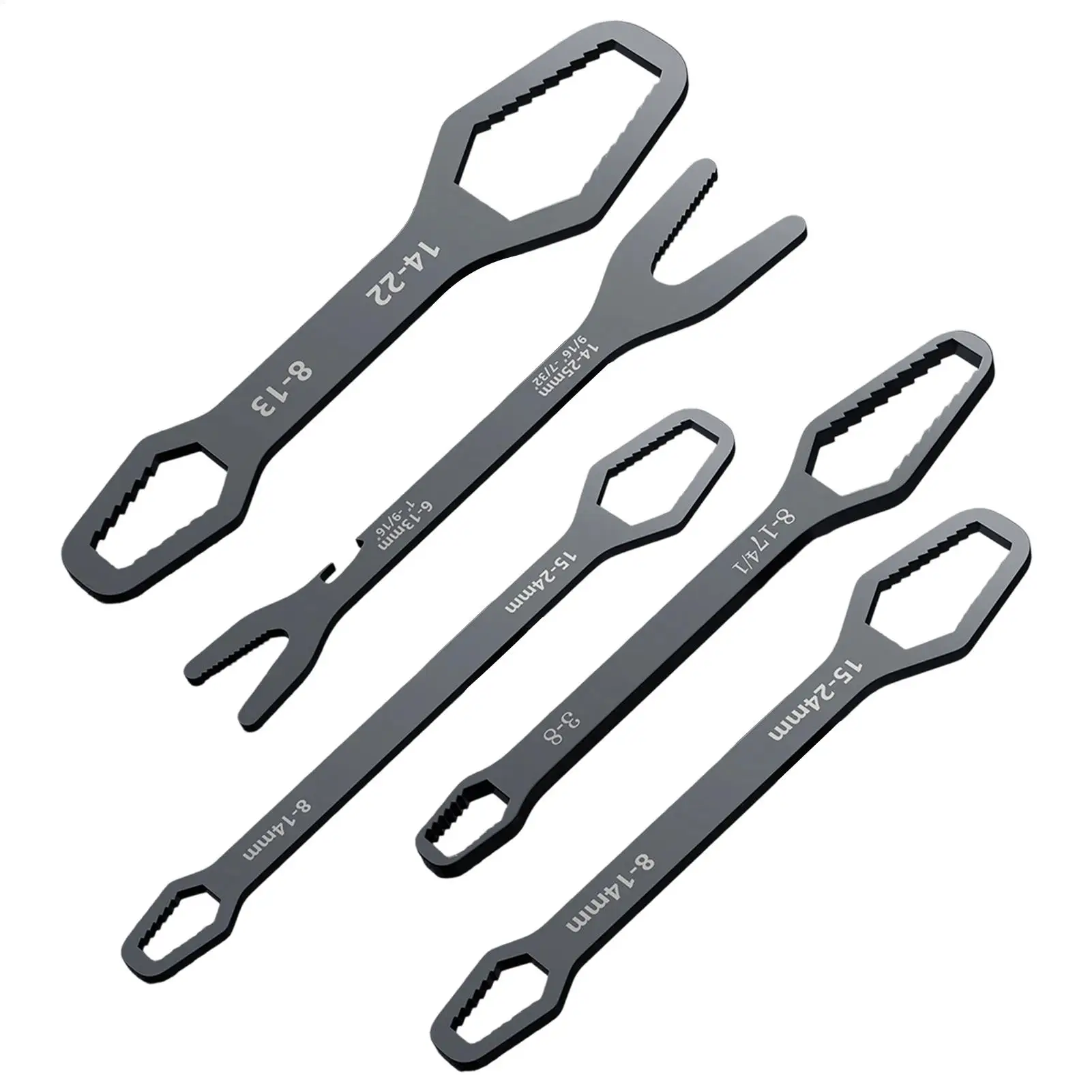 

Универсальный двусторонний ключ, набор из 5 предметов, портативный универсальный ремонтный инструмент, двусторонний самозатягивающийся ключ для сантехники