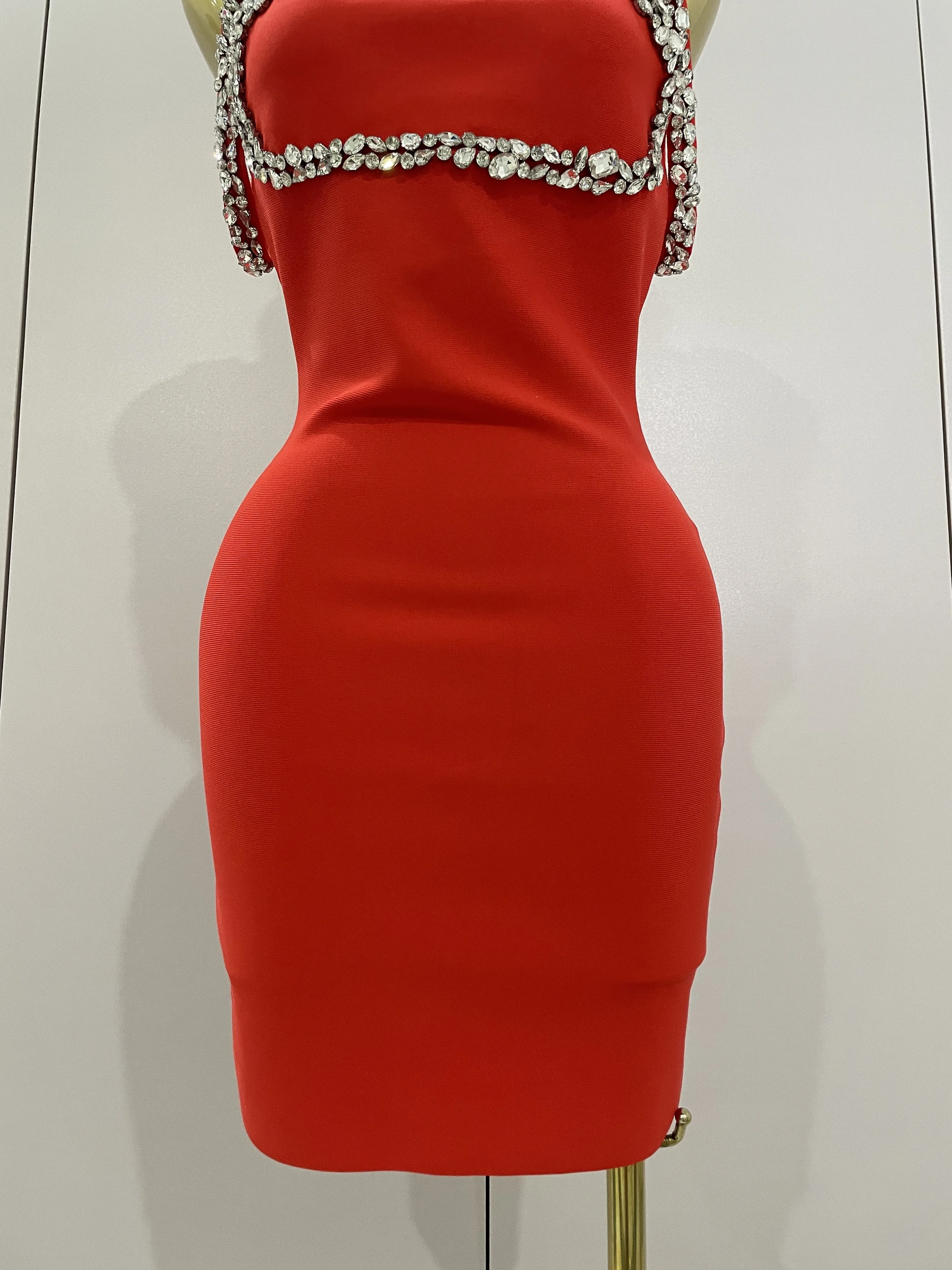 red backless bandage dress Dickinson Red Backless Bandage Dress / XS