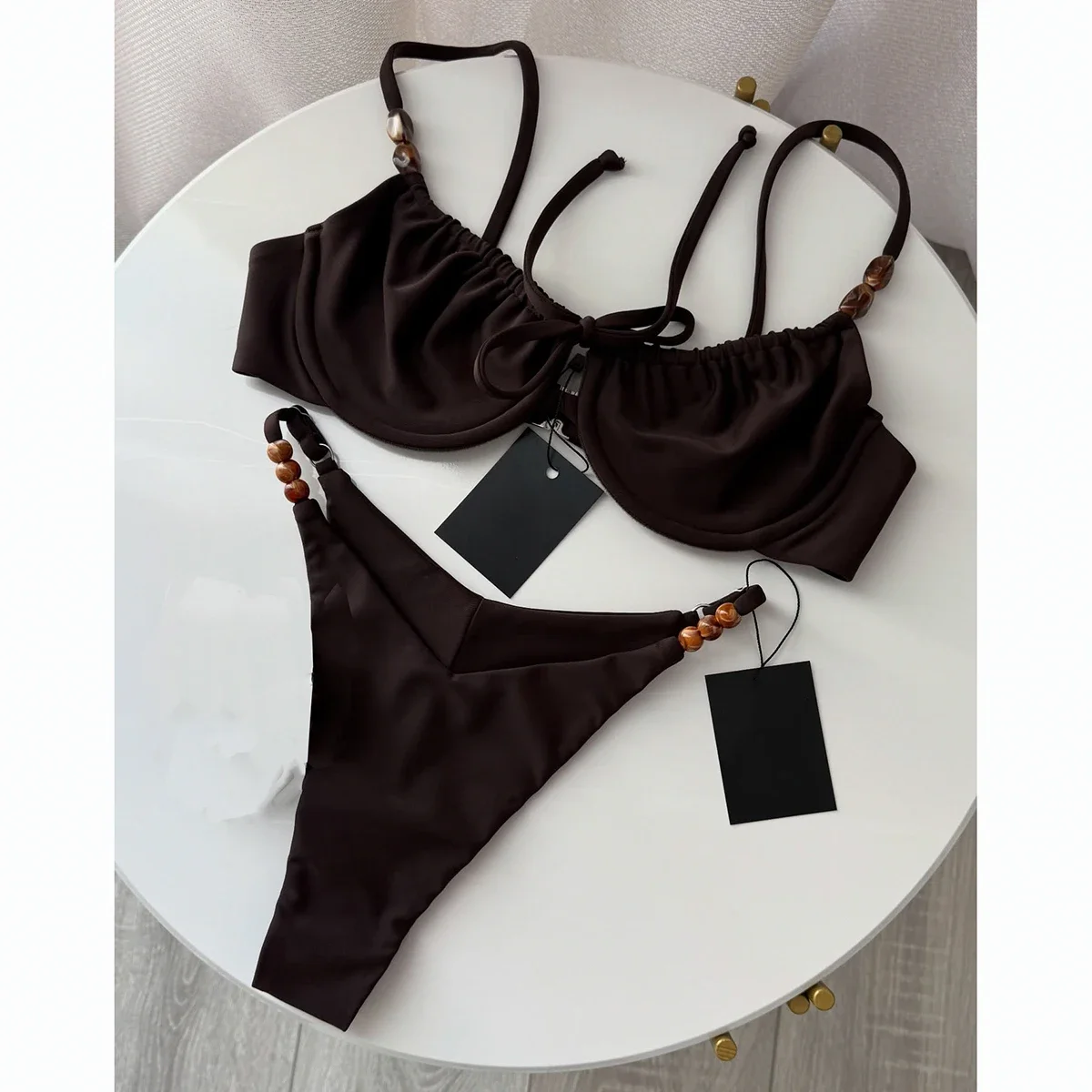 Push Up Bikinis 2026 Sexy Women Swimsuit Swimwear Female Bikini Set Beads Biquini Bathing Suit Dot Swimming Suit Beachwear
