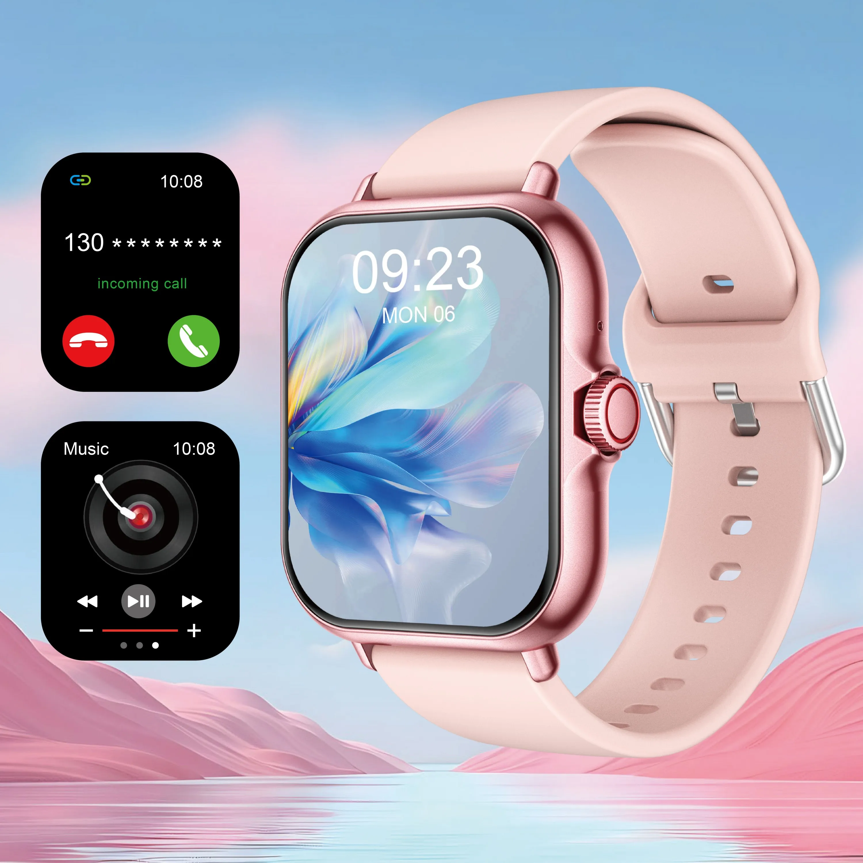 ساعة ذكية رياضية متعددة الوظائف، شاشة لمس كاملة 1.83 بوصة للاتصال والرسائل اللاسلكية، ساعة ذكية لتتبع اللياقة البدنية مع