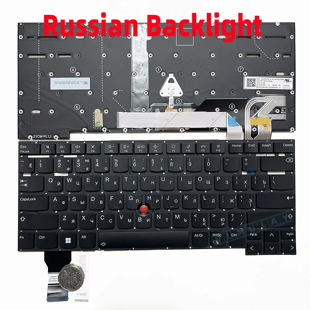 US/Russ Backlit Keyboard for Lenovo Thinkpad T14s Gen 2 2th 20WM