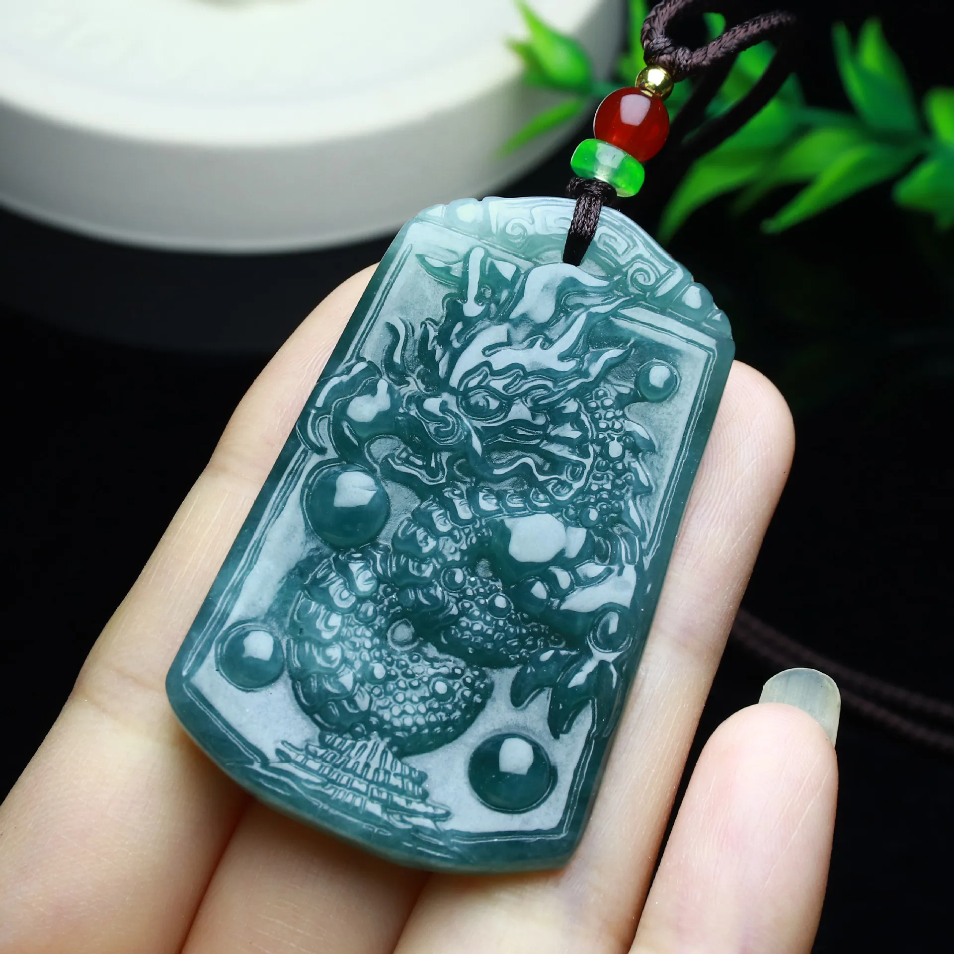 Burmese jade pendant double-sided carved dragon brand natural a-material jade jewelry jade mascot jewelry popular gift