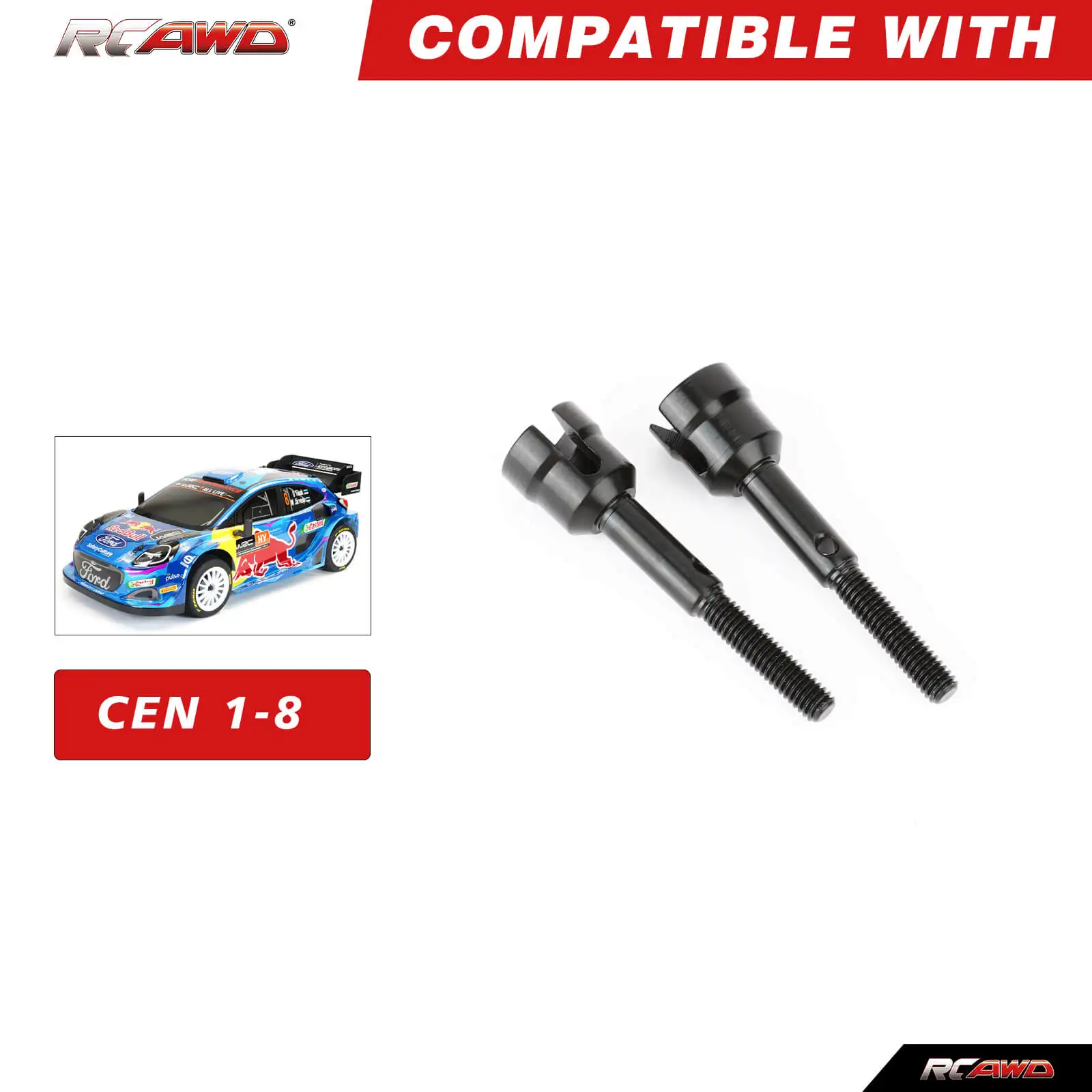 2pcs/set 40Cr chrome steel front and rear wheel axles for Rc CEN 1/8 Rally Car Upgrades parts