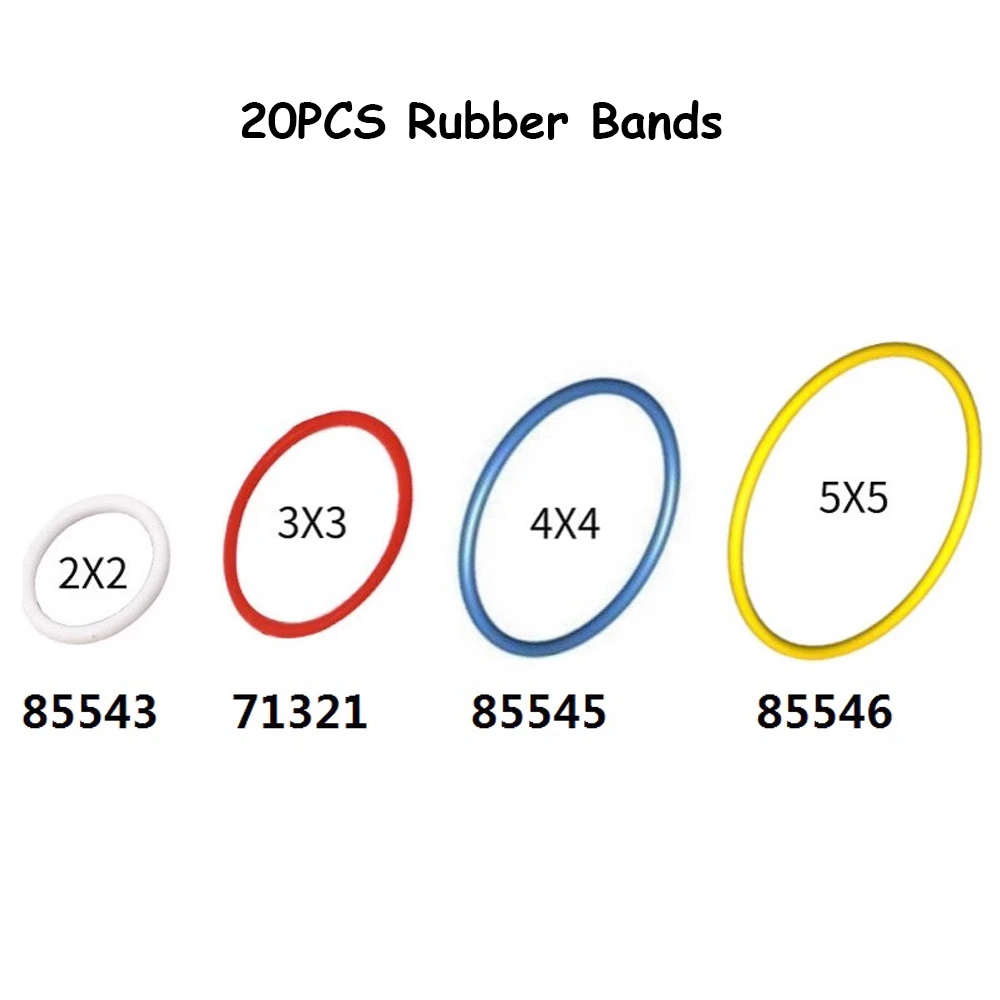 Bandes élastiques MOC pour poulie de section transversale ronde Hi-Technic, courroie d'entraînement de roue, 85543, 85544, 85545, 85546, 2x2, 3x3, 4x4, 5x5, 20 pièces