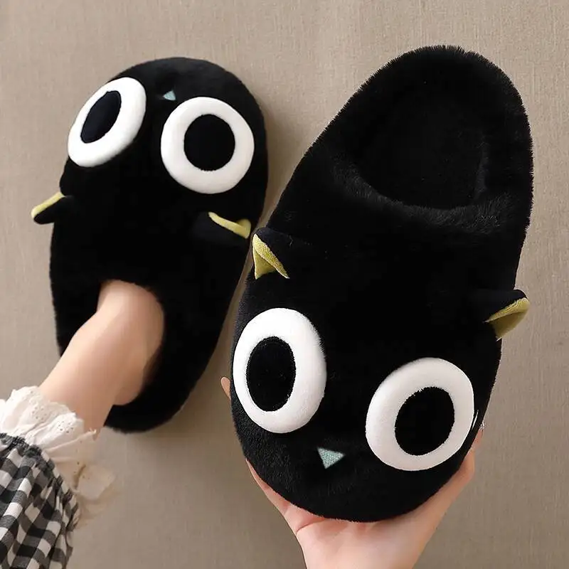 

Man Women Home Slippers 2025 Autumn Winter New Cotton Slippers Unisex Indoor Home Quiet Cartoon Warm Plush Slippers