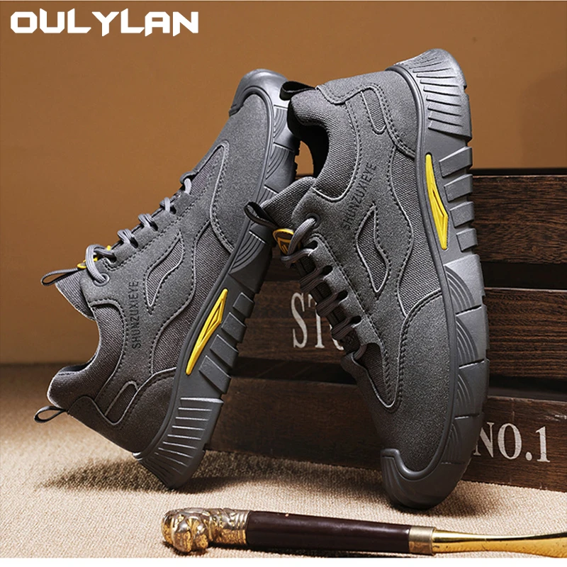

Oulylan New Safety Shoes Men Steel Wire Rotary Buckle Work Sneakers Indestructible Shoes Anti-smash Anti-puncture Work Shoes