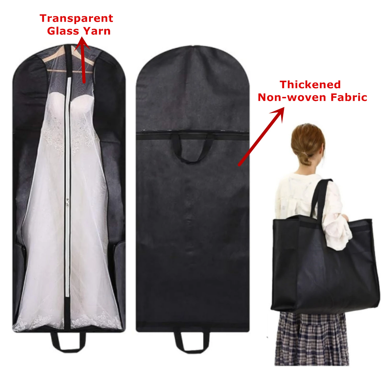 

Foldable 70" Dress Garment Bag for Closet Storage Gusseted Dress Bags for Gowns Portable Long Wedding Dress Cover for Women
