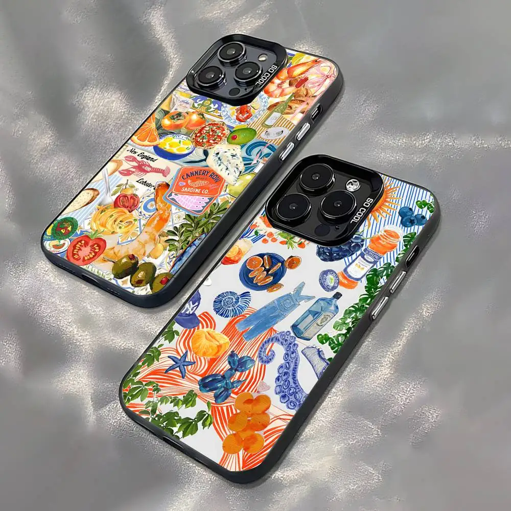 

Cute Mediterranean For Black Candy Matte Cover iPhone 17,16,15,14,13,12,11,Pro,MAX,Plus