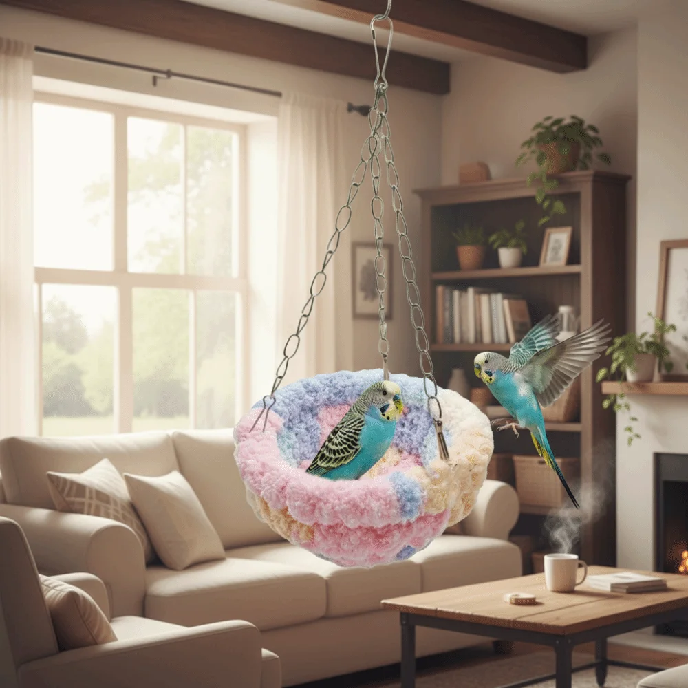 Bird Bed Hideout Warm Bird Hanging Hammock Thicken Bite Resistant Parrot Cotton Nest Comfortable Soft Bird Cage Swing Bird Cage - view 5