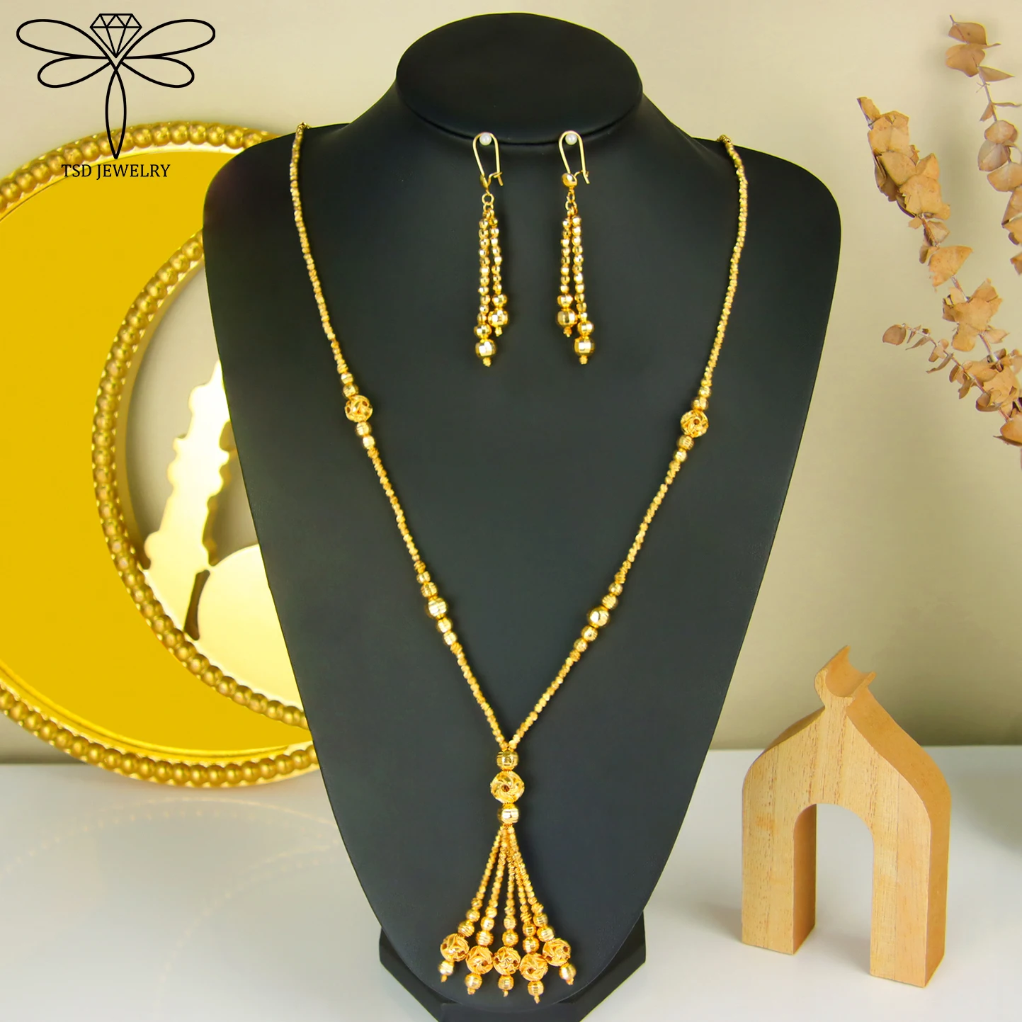 

Dubai Bridal Wedding Jewelry Set 24k Gold Plated Nigeria Muslim Vintage Long Necklace Earrings Moroccan Women Luxury Jewelrys