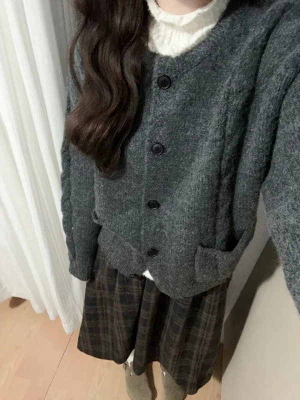 Koreanische Frühen Herbst Neue Sle Gestrickte Pullover Strickjacke frauen Kleine Fraance Lange Sve Top Pendeln Sle Regelmäßige Dünne