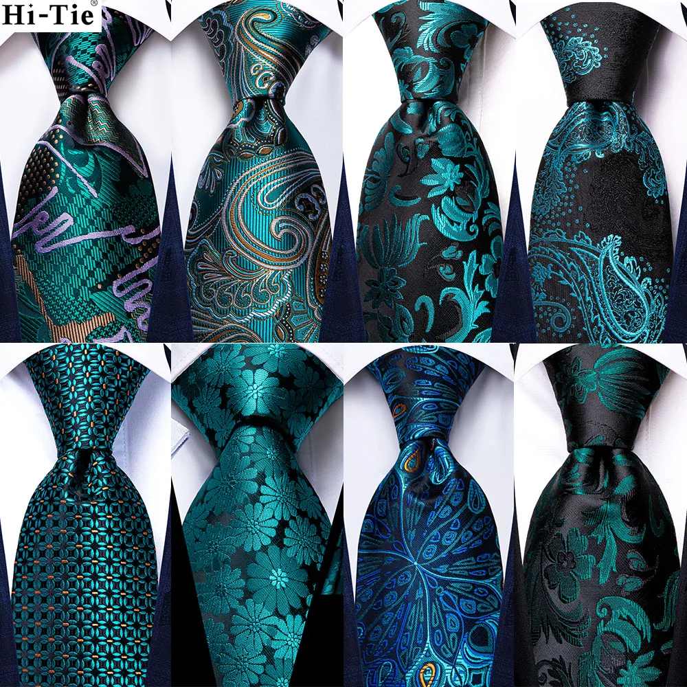 

Цветочный Бирюзовый синий роскошный дизайнерский Шелковый Свадебный галстук для мужчин, мужские галстуки-запонки, модные деловые вечерние галстуки, Прямая поставка