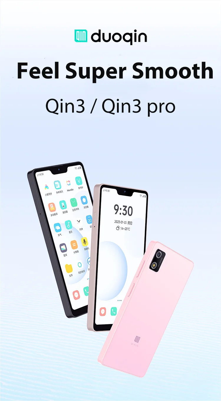 New Model Qin 3 MTK 6762 Wifi 5.5Inch Bluetooth 5.2 Fingerprint Unlock Touch Screen Android 3100mAh 720*1496P 8MP Smart Phone