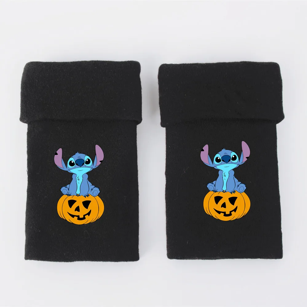 Nuevos productos de otoño e invierno de Disney, guantes negros cálidos y rizados de medio dedo periféricos Hallowmas Stilt para hombres y mujeres