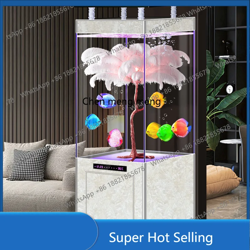 

living room large, medium and small fish tank ultra-white glass lazy free replacement aquarium bottom filter goldfish tank