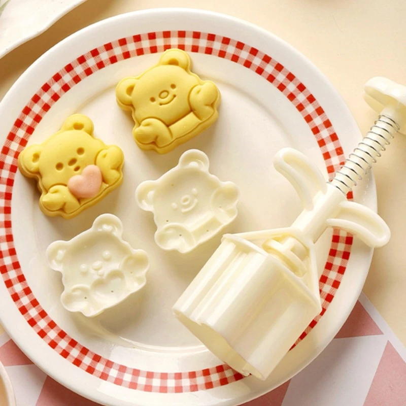 Green Bean Cake Molds Baking Molds Dessert Shaping Tool Bear Stamping Molds Dessert Press Tool ABS Texture Drop Ship