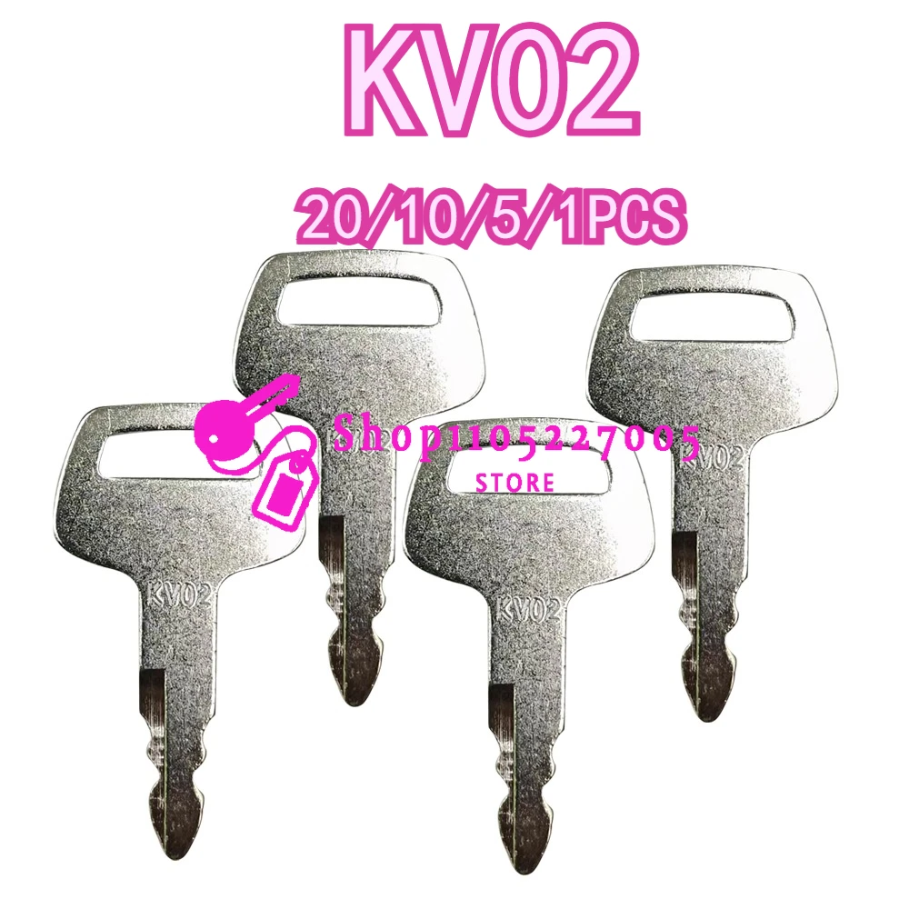 20/10/5/1PCS KV02 Ignition Keys 719-10306002 Compatible with Heavy Equipment & Excavator New