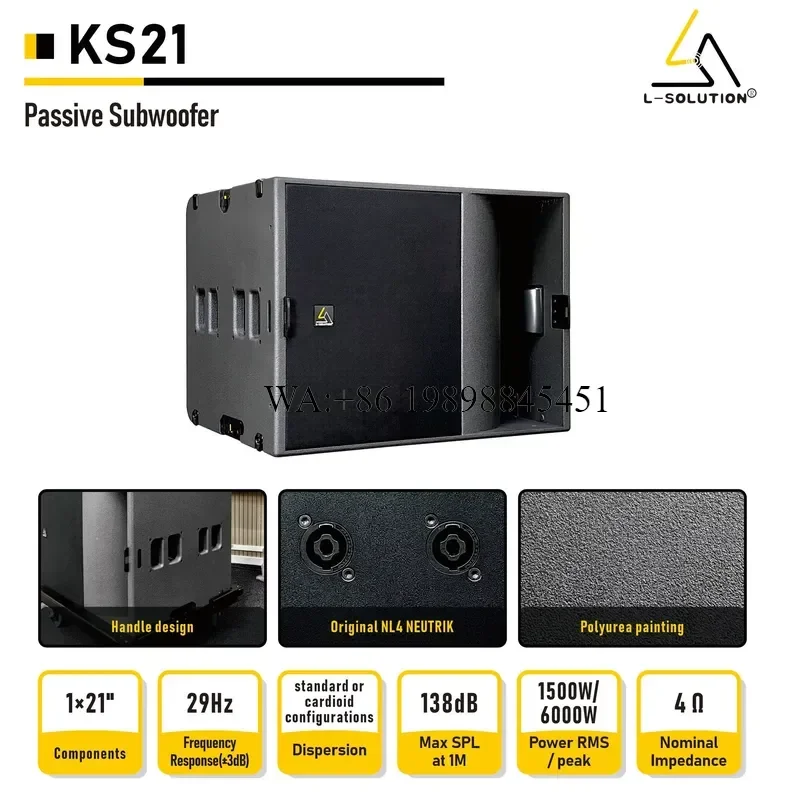WMWMNU Pro Audio Equipment KS21 Single 21-Inch Neodymium 4-Ohm 3400W Power Passive Subwoofer for Bar Music Show