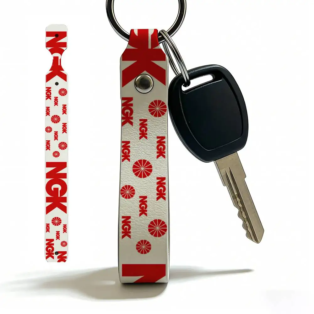 

For Ngk PU Leather Motorcycle Keychain Universal Motorbike Key Ring Holder For Riders Men Gift