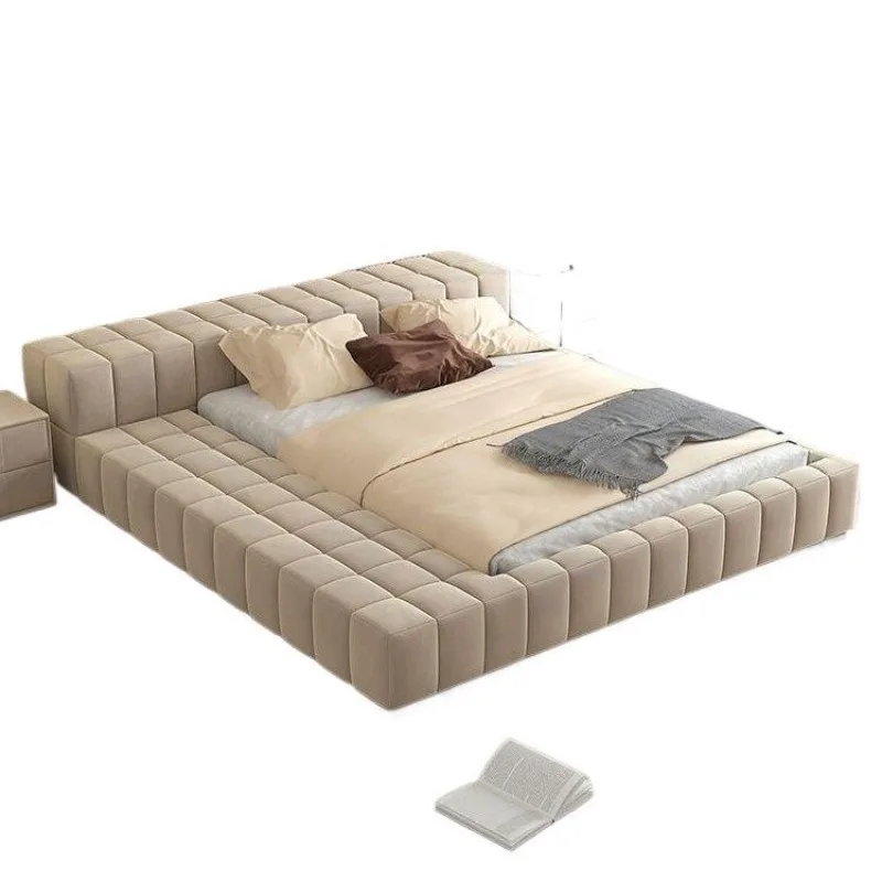 

Japanese-style floor-to-ceiling short bed Simple modern technology cloth Master bedroom Wedding bed Double bed