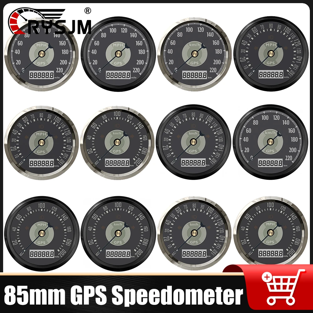 

85mm GPS Speedometer Retro Classic Gauge 160 / 200 / 220KMH MPH Speed Gauge Car Accessories With Antenna for Car Yacht Universal