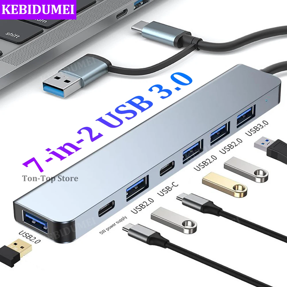 7 Ports USB 3.0 HUB USB C HUB TYPE-C to USB HUB Concentrator USB C Docking Station 5Gbps High Speed  Adapter OTG For PC MacBook