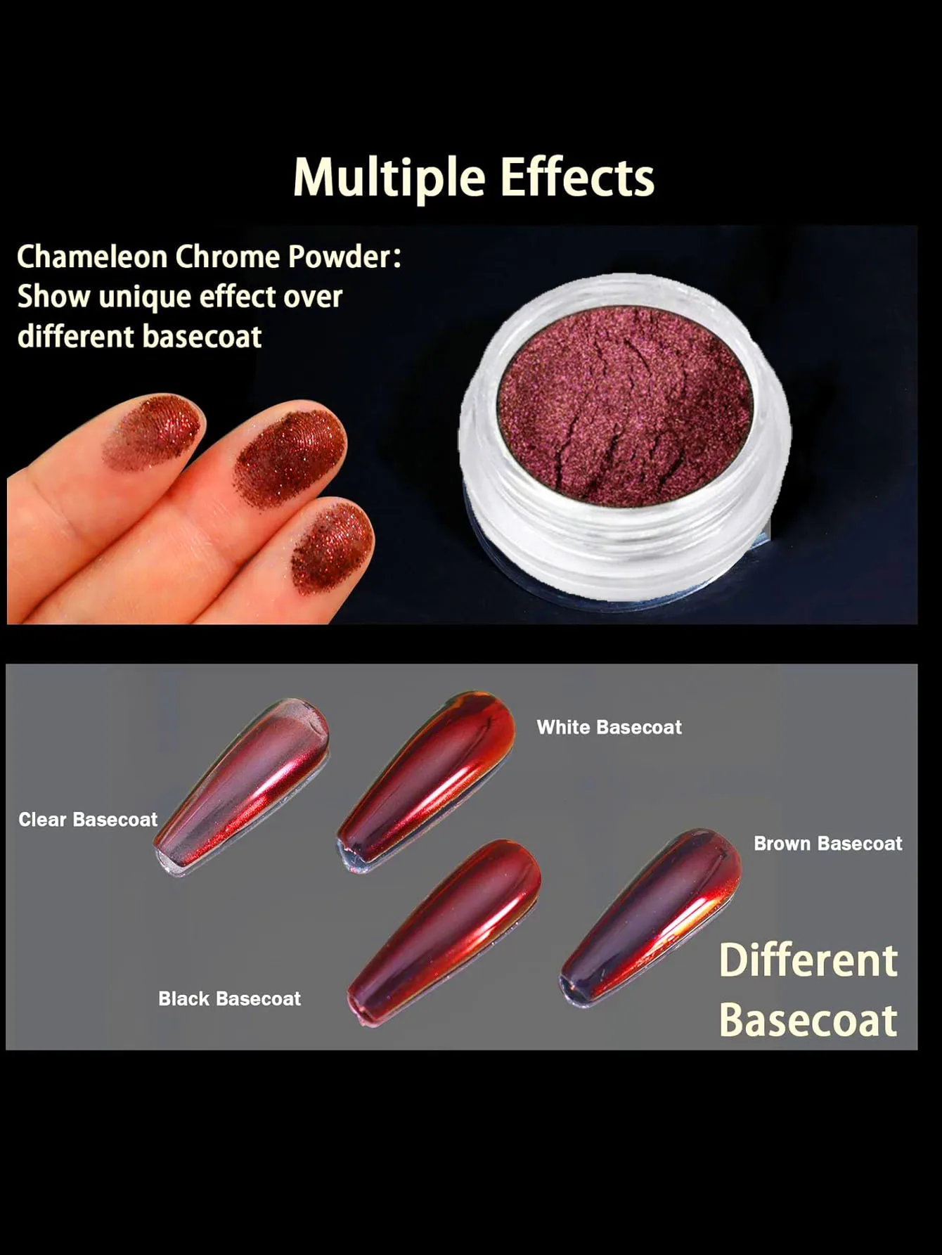 1 barattolo di glitter per unghie effetto specchio camaleonte rosso net0.5g polvere per unghie cromata metallizzata scintillante lucentezza lucidatura UV polvere per manicure