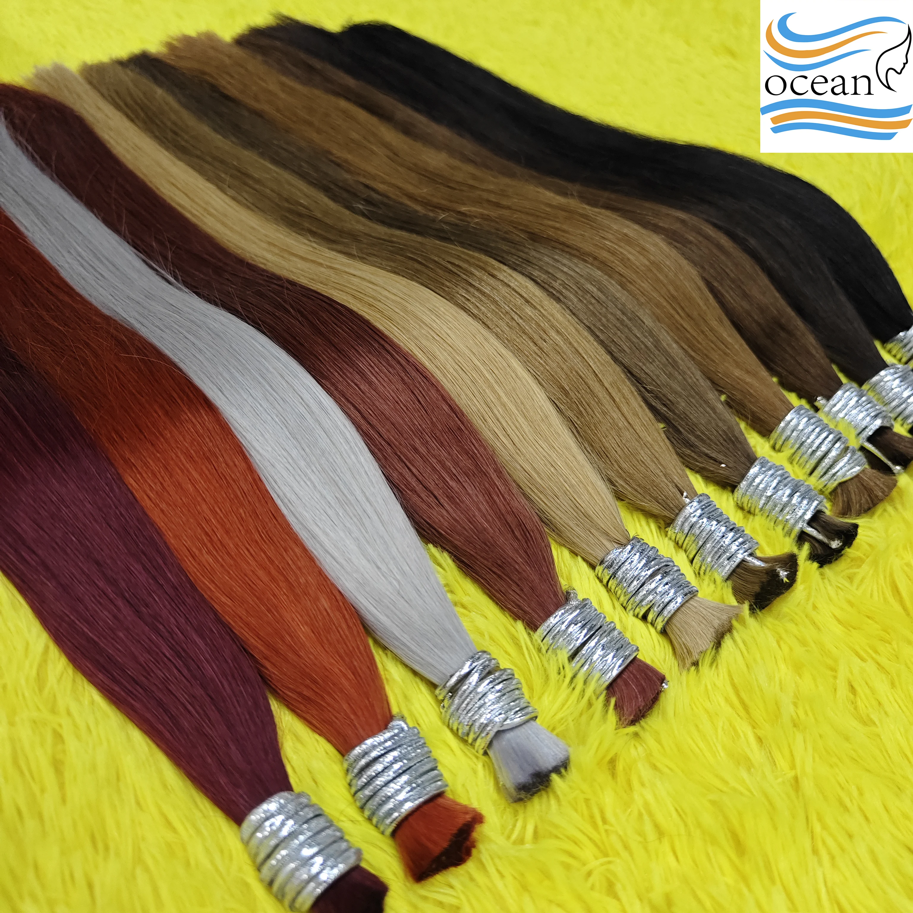 レミー人毛バルクヘア 100% バージン人毛エクステ ナチュラルストレート 18インチ人毛バルクヘア 女性用 編み込み用 各種カラー