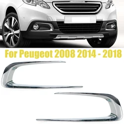 Front Bumper Left Right Fog Light Cover Frame Fog Lamp Trim Decorative Strips For Peugeot 2008 2014 2015 2016 2017 2018