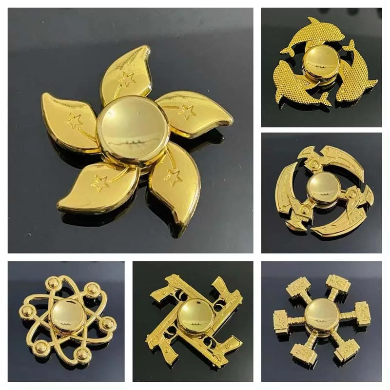 1Pc Gold Colour Series Decompression Fingertip Gyro Creativity Hand Spinner Alloy Metal Fidget Adult Kid Stress Relief Funny Toy