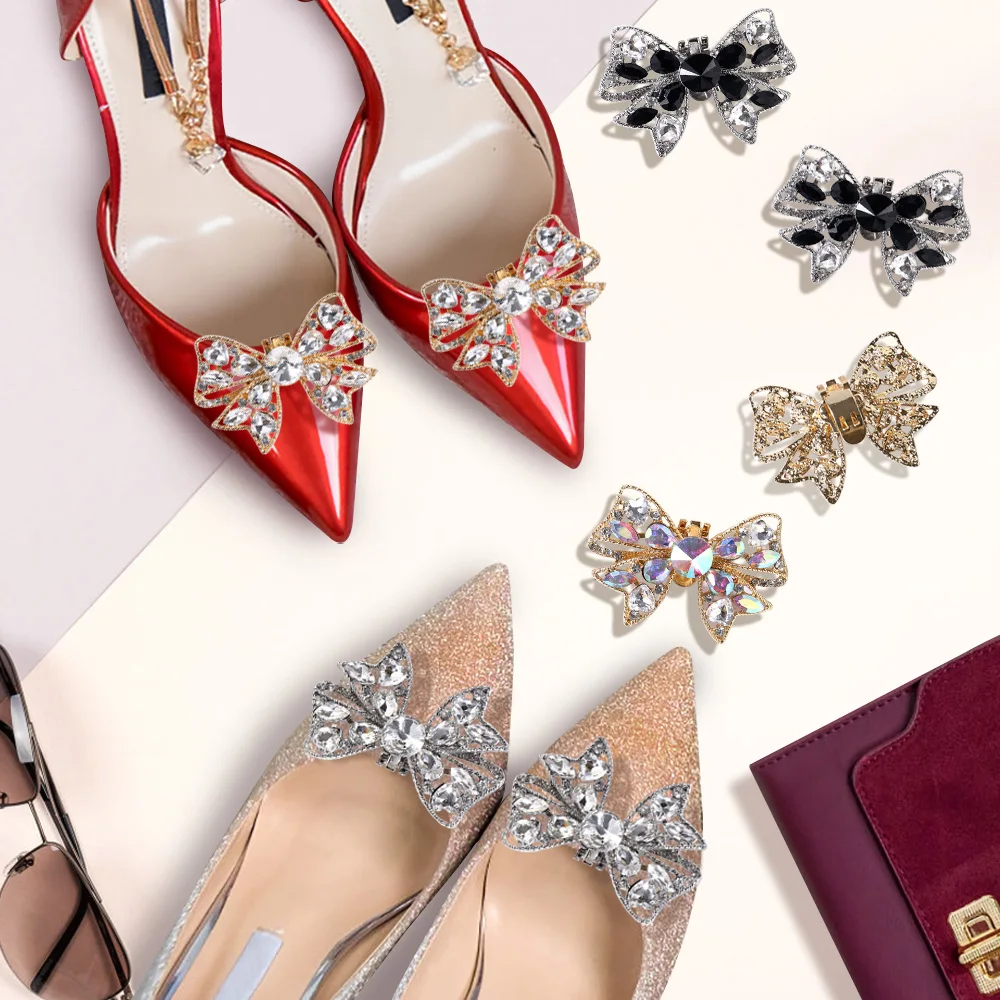 1Pc błyszczące klipsy do butów damskie szpilki Rhinestone ślubne buty panny młodej urok klamra dekoracje biżuteria akcesoria do butów