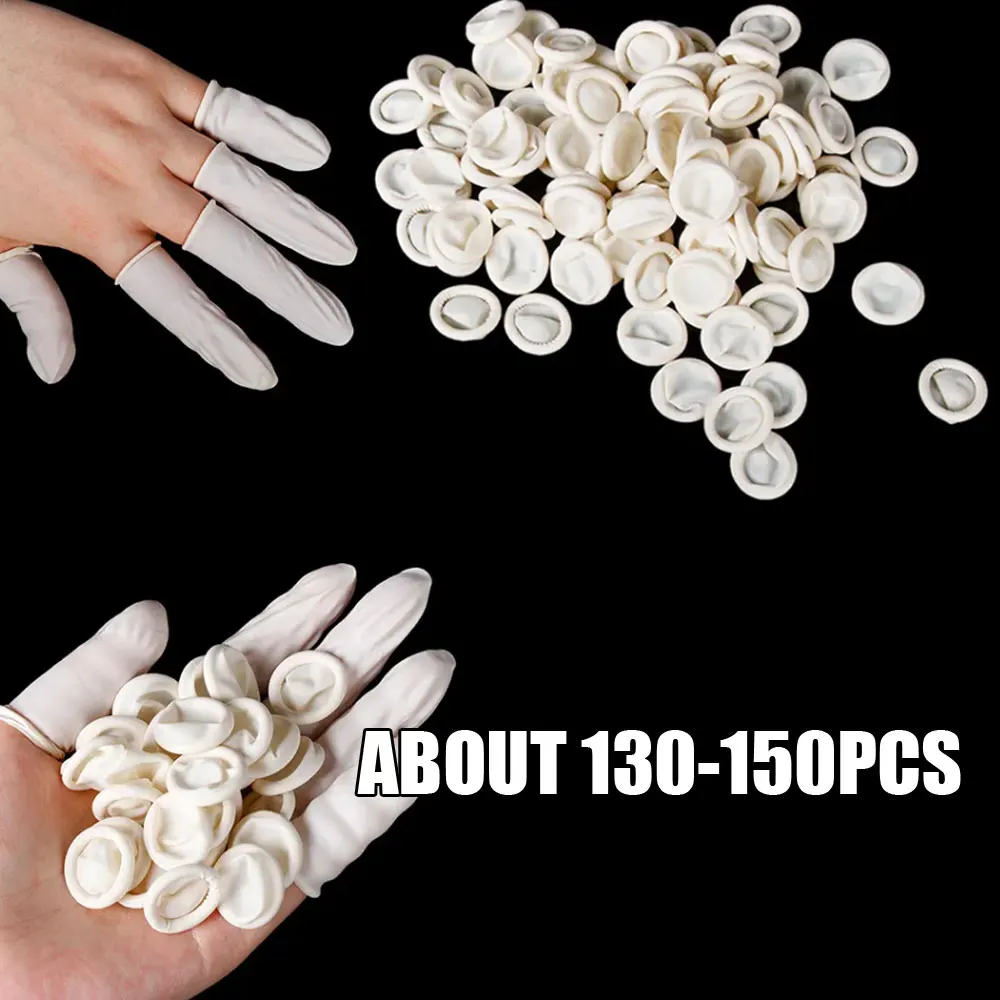 About 130-150pcs Disposable Household Latex Finger Covers White Powder Free and Dust-free Embroidered Anti-static Finger Covers