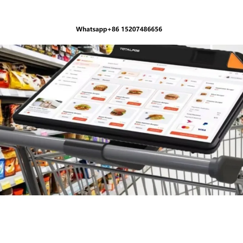 Factory Oem Custom Clip-on Smart Shopping Cart Device 11'' Touch Screen Point of Sales System Cash Register Android Pos Systems