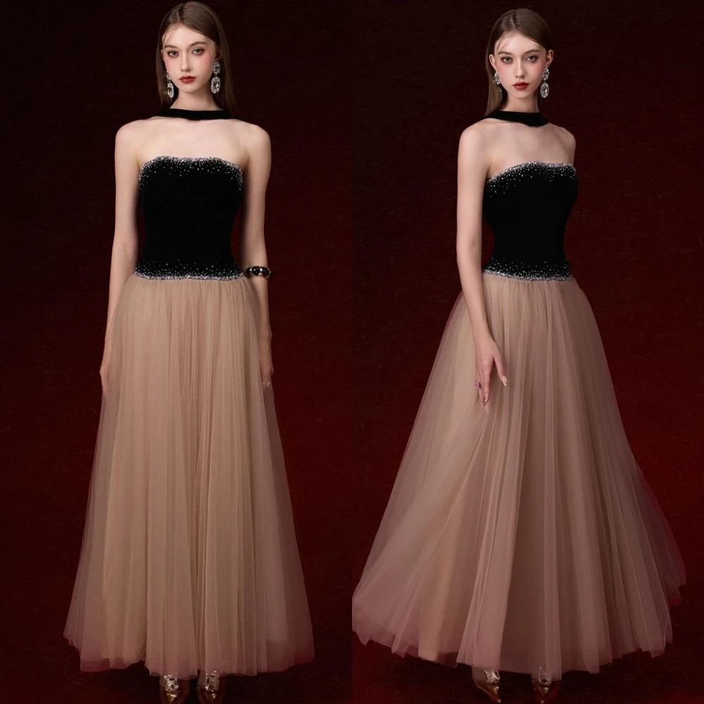 Customized Modern Organza A-Line Evening Dress Classic Contrast Color Prom Dresses Fashion Beading Special Occasion Gowns