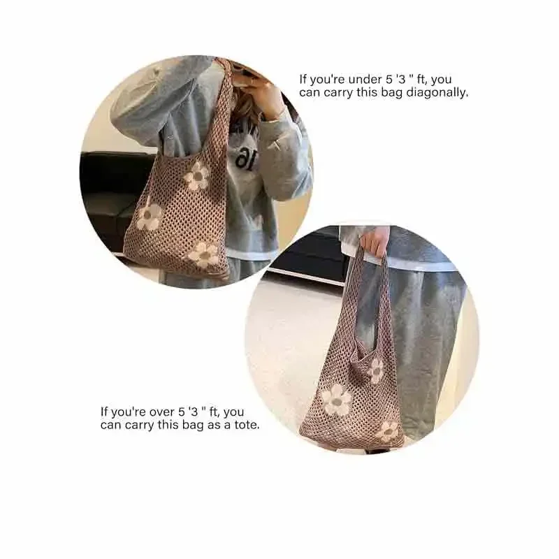 2023 ME5 Aesthetic Bag Y2k Purse Knitted Shoulder Bag for Girls