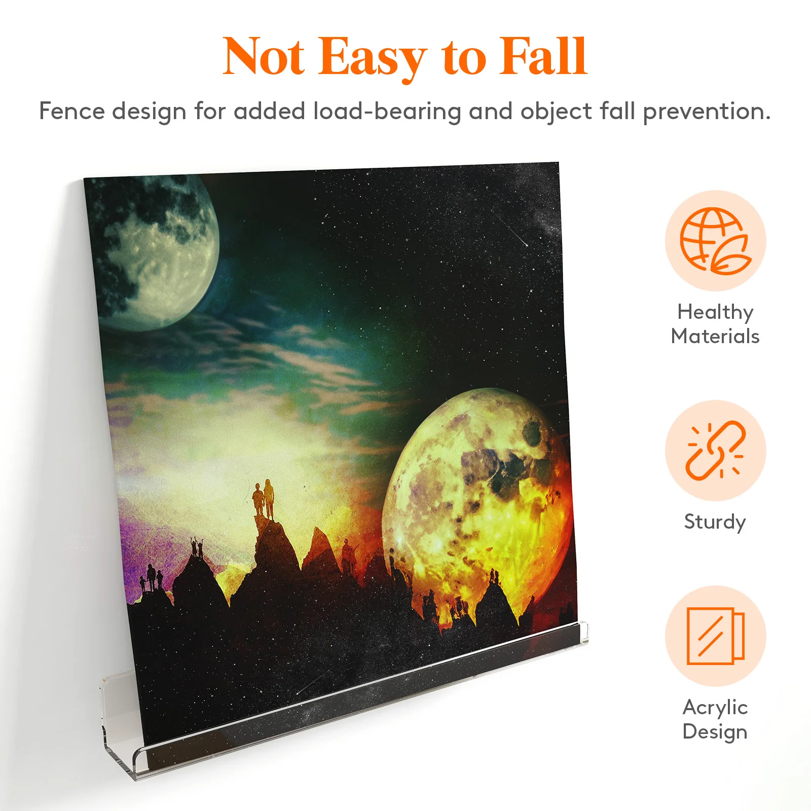 أرفف عائمة ضيقة لتسجيل الفينيل، أرفف حائط شفافة لطلاء الأظافر/الصورة/المكياج، منظم رف عرض أكريليك