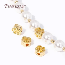 18K Gold Plated Brass Flowers Shape Spacer Beads For DIY Women's Bracelets Necklace Beadwork Jewelry Making Material Accessories