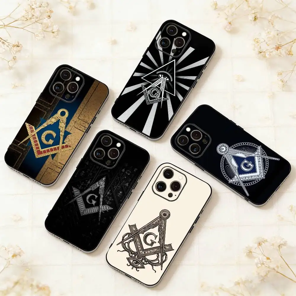 

Freemasonry Symbol Phone Case For iPhone 17,16,15,14,13,12,11 Plus,Pro Max,XS,Soft Silicone Black Cover