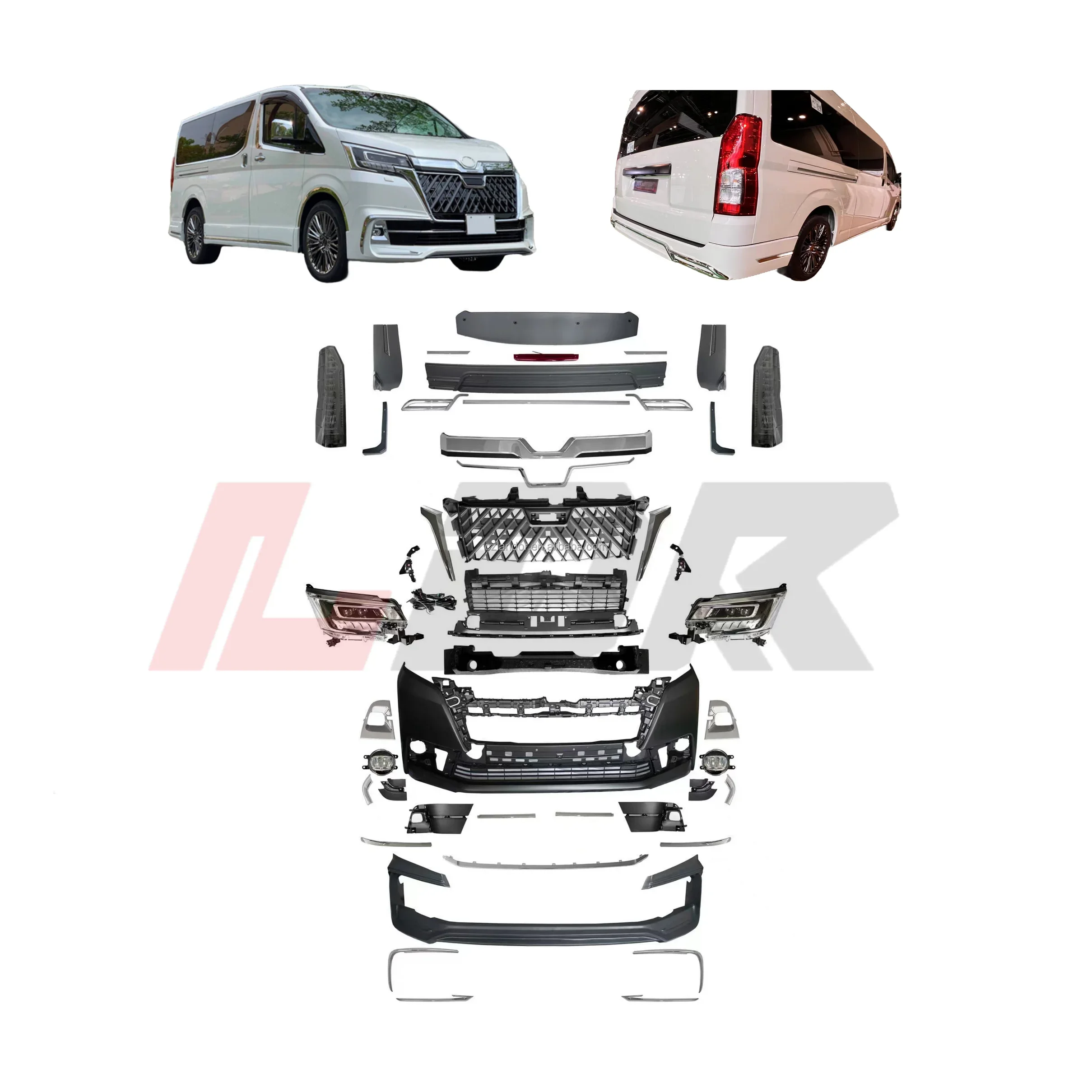 

XDS C-for Hiace Bodykit Wald Grille Commuter Deluxe Grandia WD WALD LED Headlights Taillights Plug And Play Bumper