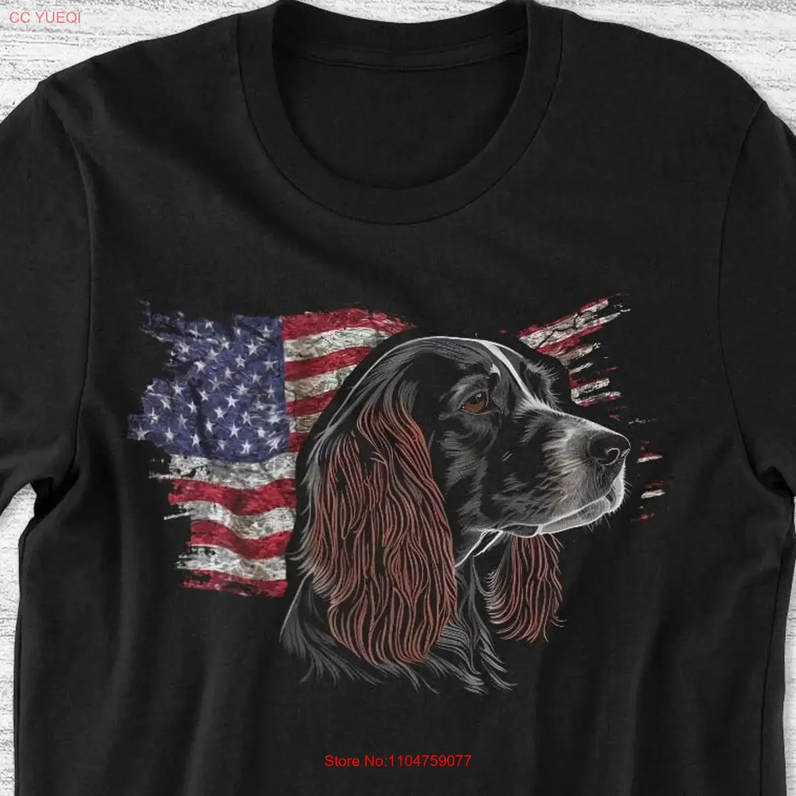 Patriotic Welsh Springer Spaniel American USA Flag  Mens or Womens T Shirt vintage Washed Slightly graphic Casual Breathable