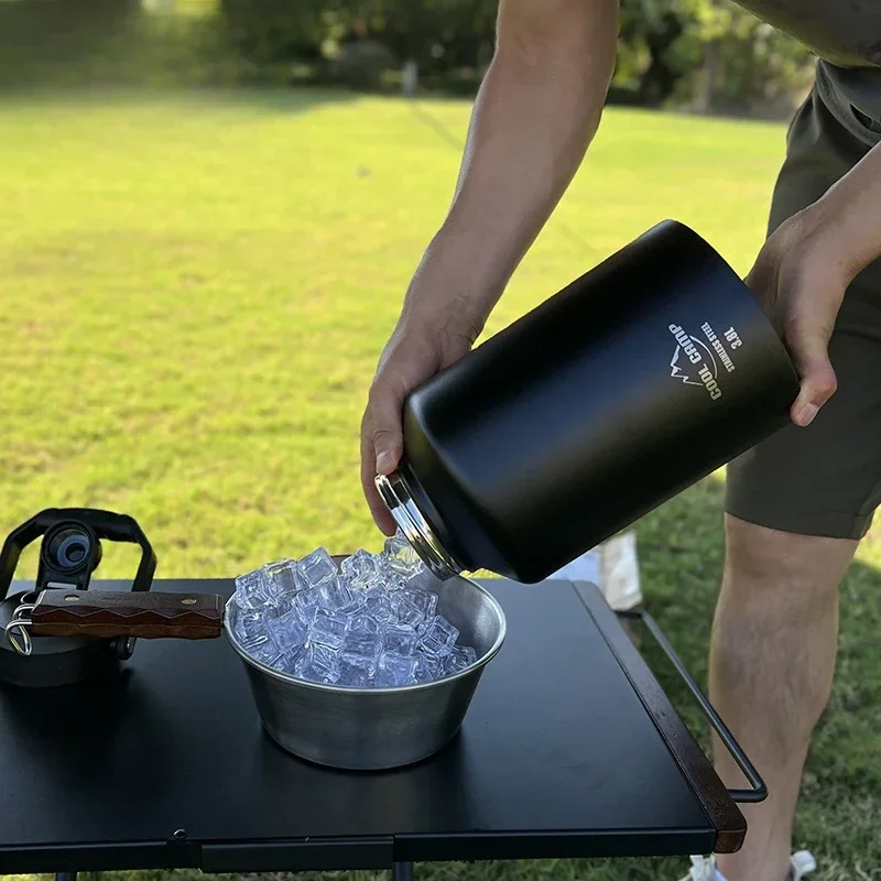 

Outdoor Camping Cooler Ice Bucket Double-Layer Insulated Cup 3.8L Portable Water Kettle Refrigerator