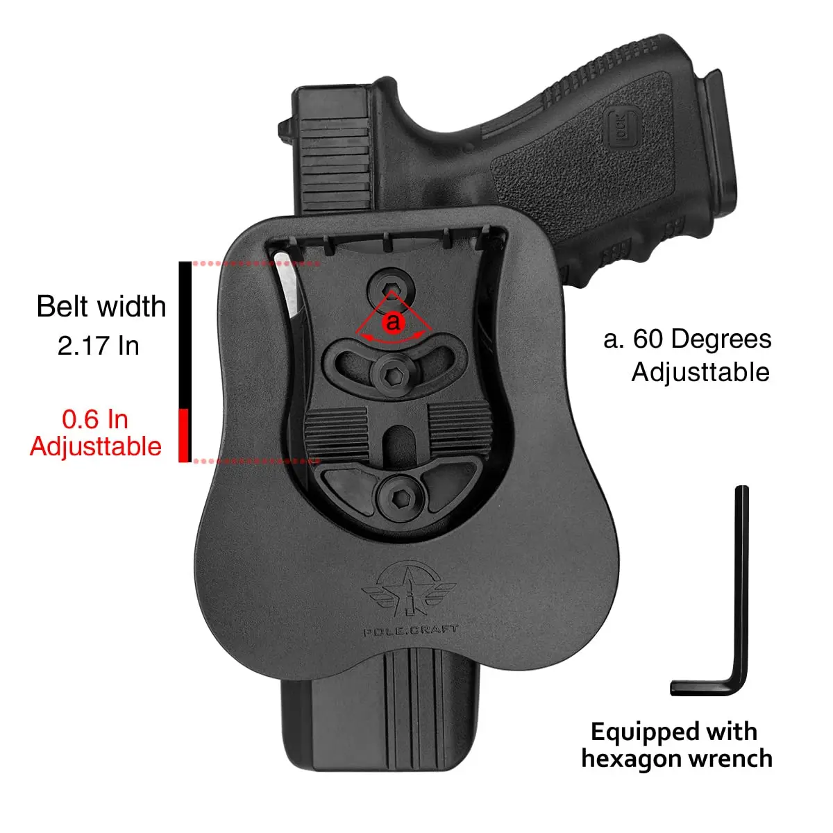 OWB Holster Fit: Glock 17 (Gen 1-5) / Glock 22 31 (Gen 1-4) Compatible with Glock 19 19X 25 44 45 (Gen 1-5) / Glock 23 32