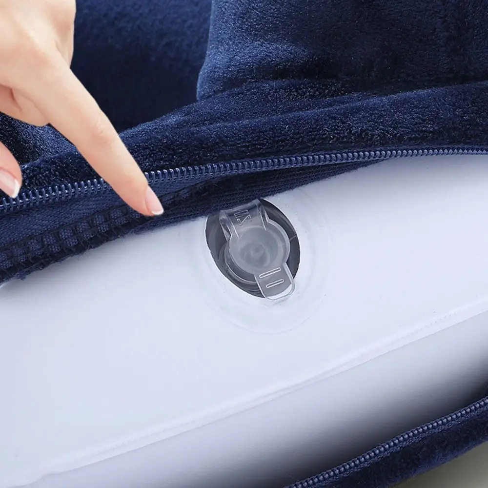 U-Shaped Inflatable Travel Pillow Hand Pressing Soft Press To Inflate Pillow with Storage Bag Portable Neckrest Pad