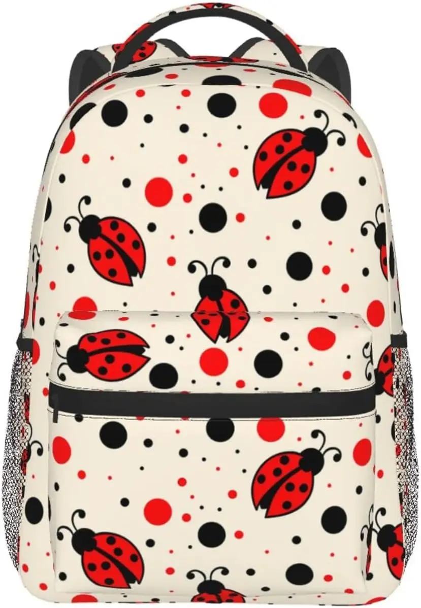 Red Black Polka Dots Ladybugs Stylish Casual Backpack Purse  Laptop Backpacks Computer Daypack For Work Business Travel