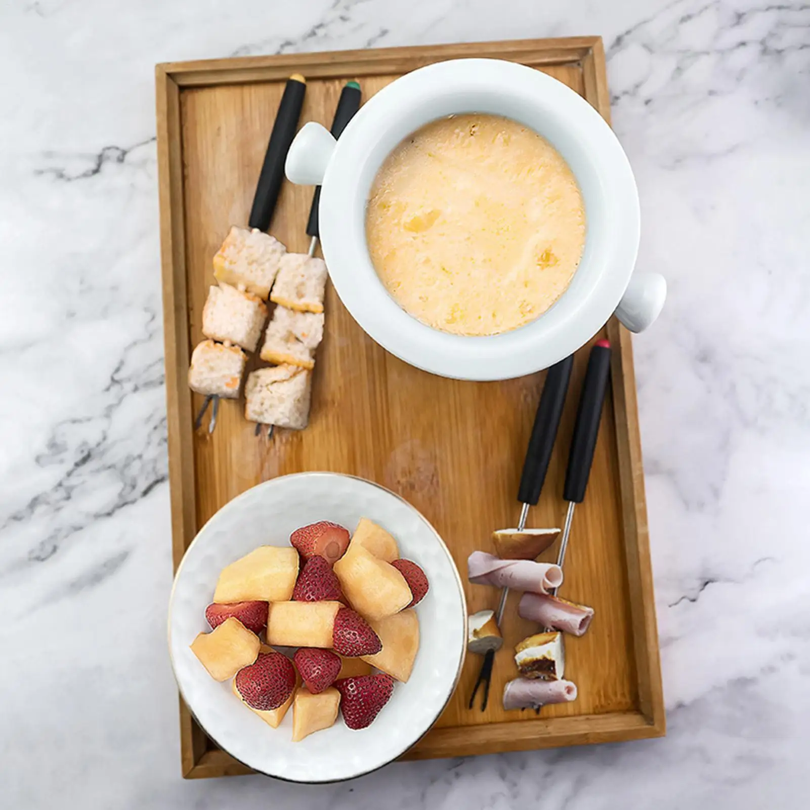 

Fondue Mug 300ml Ceramic Butter Pot With 4 Forks Mini Fondue Set For Cheese Butter Dessert Party Date Night Birthday Wedding