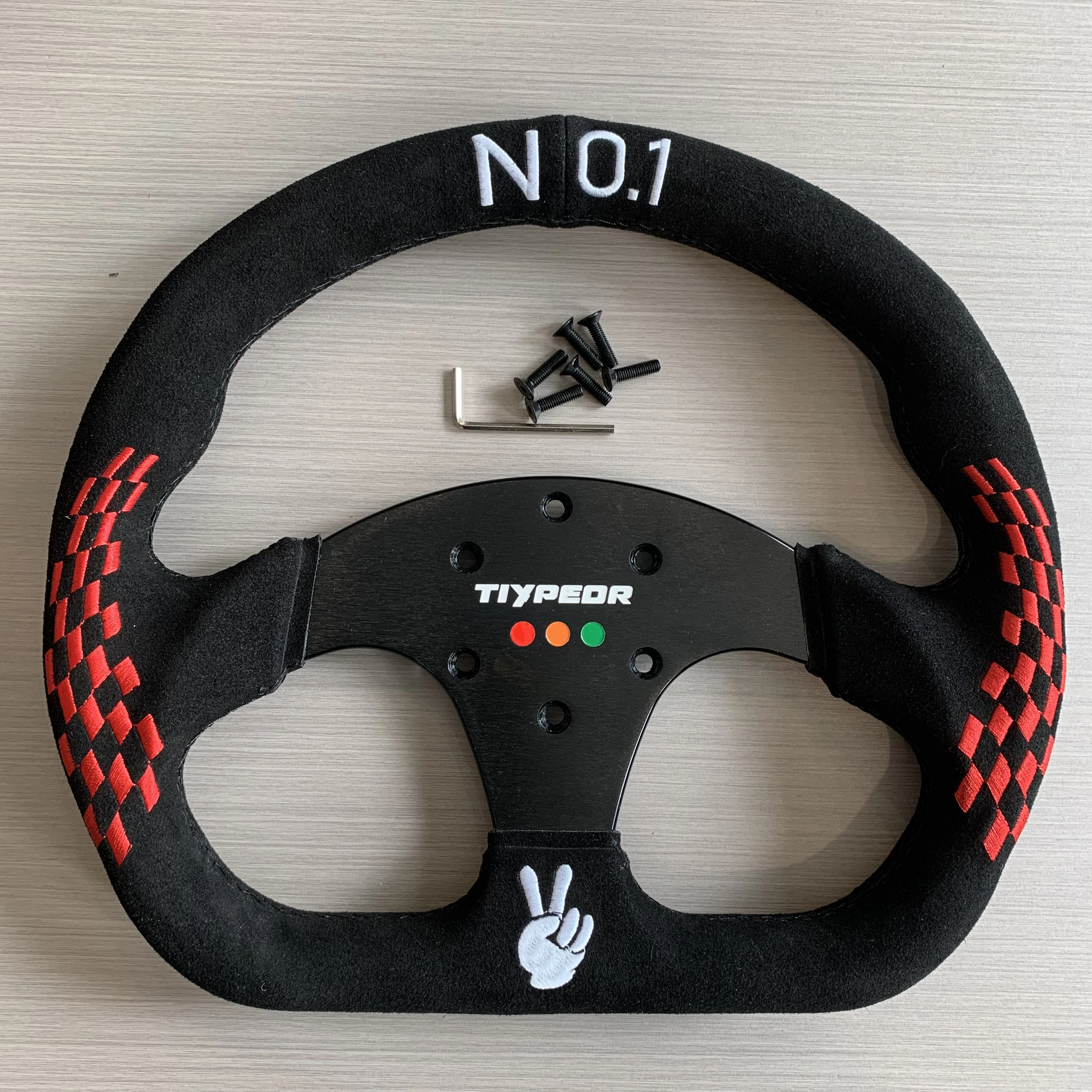 

Universal Suede Leather D-Shaped Steering Wheel 320mm Diameter Classic Car Style Wheel