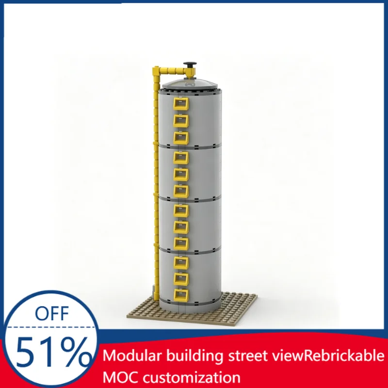 422PCS MOC Industrial Silo Storage Tank Model Custom Building Blocks DIY Educational Assembly Toy For Collection Display Gift