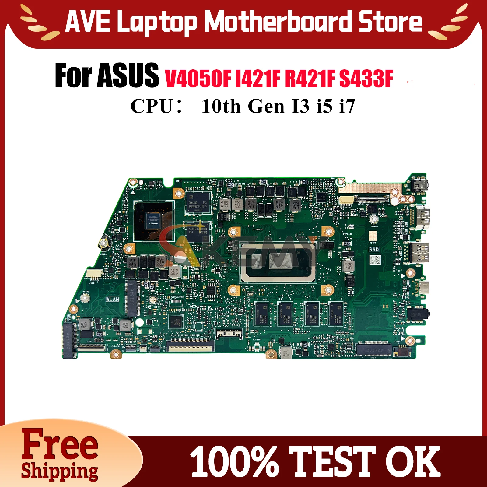 

X421FL Laptop Motherboard For ASUS R421F X421FAY X421F S433F X421FPY I421F X421FQY V4050F X421FL Mainboard W/ 10th Gen I3 i5 i7