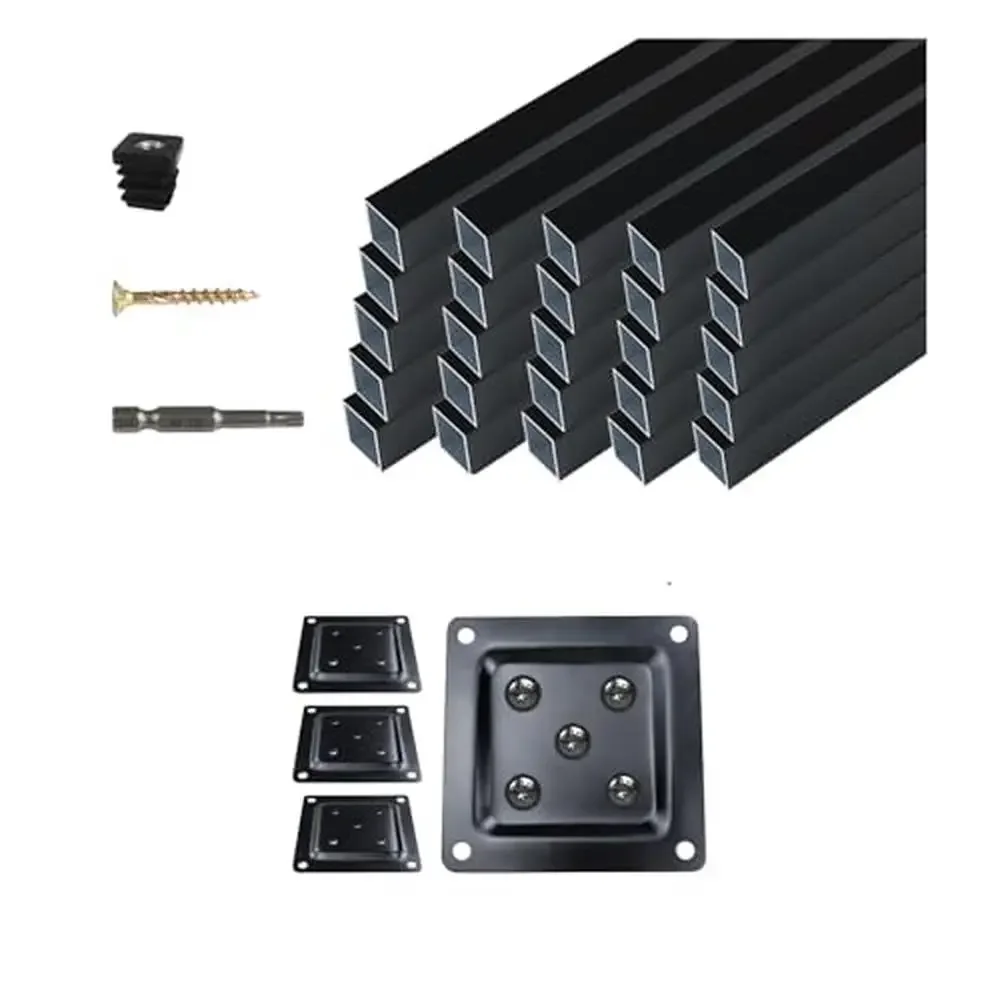 

Wood Post Plate Base Connector Bracket 3.5'' to 4'' Bundle with 25pcs 36'' Aluminum Deck Balusters Easy Install Rust Resistance